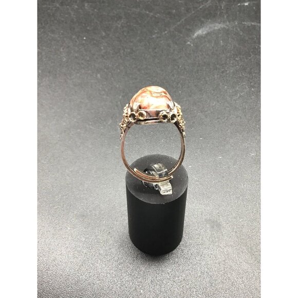 Vintage Unca Leopard Jasper Ring Sterling Silver Adjustable Size Stone Ring - Picture 3 of 8